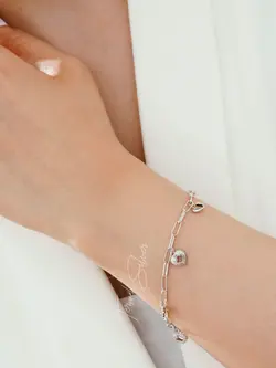 دستبند نقره آویز قلبی DT 1005