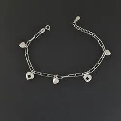 دستبند نقره آویز قلبی DT 1005