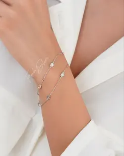 دستبند نقره قلب قلبی دو زنجیره DT 1012