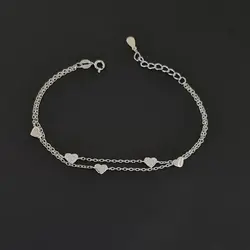 دستبند نقره قلب قلبی دو زنجیره DT 1012