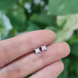 گوشواره نقره تک سنگ مربع GT 1021