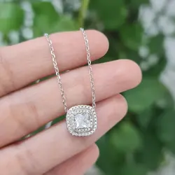 گردنبند نقره جواهر مربع با زنجیر MT 1134