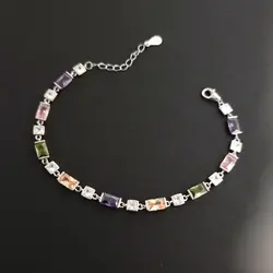 دستبند نقره سنگ رنگی DT 1047 - ترمه سیلور