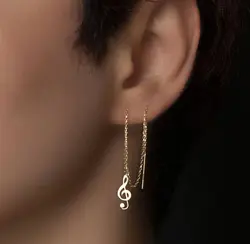 گوشواره نقره طرح سل موسیقی کد 1012