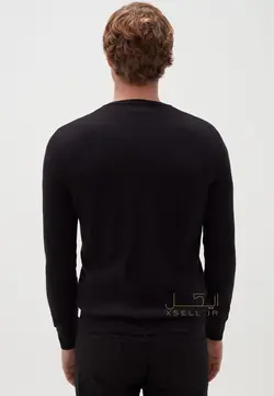 ژاکت او وی اس مدل بافت یقه هفت رنگ مشکی