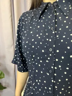 پیراهن خالدار سرمه ای • پوشاک مظفری