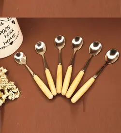 قاشق چای خوری دسته چوبی خارجی
