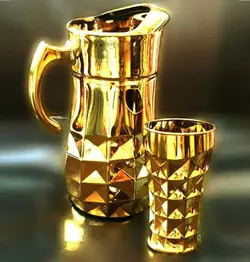 پارچ لیوان طلایی اکوامارین