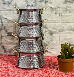 چهار قابلمه روحی دسته طلایی(دیگچه ای)