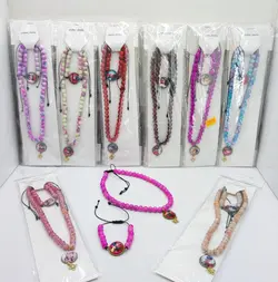 ست 2 تیکه  گردنبند و دستبند کشویی دختر کفشدوزکی کارتی تک سلفون