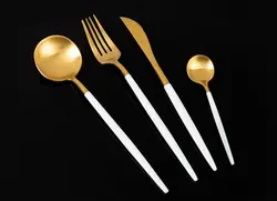 ست قاشق چنگال طلای (سفید/مشکی)