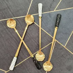 قاشق شربت خوری طلایی طرح گل