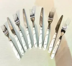 کارد و چنگال ماربل (سفید)