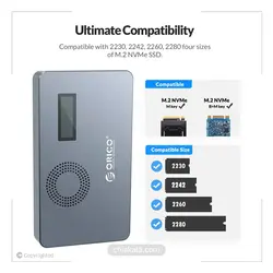 آداپتور SSD NVME محفظه ORICO M.2 با LED دما و فن خنک کننده | چیاکالا