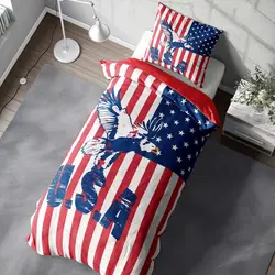 سرویس خواب کد M-4009 طرح پرچم آمریکا یکنفره 4 تکه