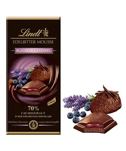 شکلات تلخ Lindt مدل EDELBITTER MOUSSE با طعم BLUEBERRY-LAVENDER
