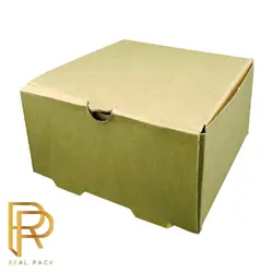 جعبه برگر درب پیتزایی مقوای 3 لایه ایفلوت بدون چاپ(100عددی) - گروه تولیدی رئال پک