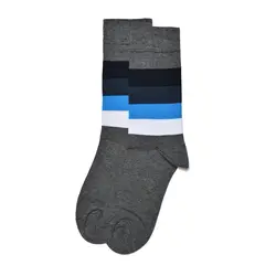 جوراب ساقدار مردانه پنج خط خاکستری تیره لجند