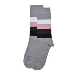 جوراب ساقدار مردانه پنج خط طوسی و صورتی لجند