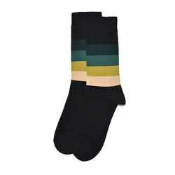 جوراب ساقدار مردانه پنج خط مشکی و زرد لجند