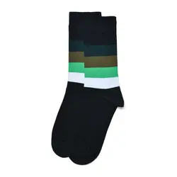 جوراب ساقدار مردانه پنج خط مشکی و سبز لجند
