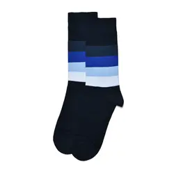 جوراب ساقدار مردانه پنج خط مشکی و آبی لجند
