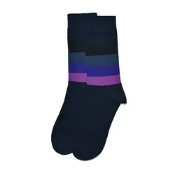 جوراب ساقدار مردانه پنج خط مشکی و یاسی لجند