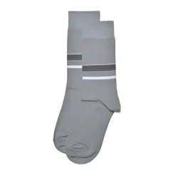 جوراب مردانه ساقدار خط دار طوسی و سفید لجند