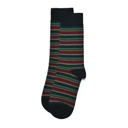 جوراب مردانه ساقدار راه راه مشکی و سبز لجند