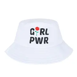 کلاه باکت گلدوزی girl pwr سفید