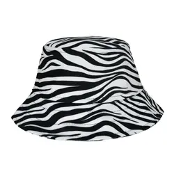 کلاه باکت مخملی طرح گورخر سفید مشکی