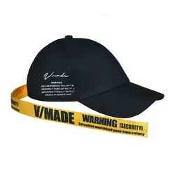 کلاه بیسبالی بند دار ، نوشته دار مشکی زرد
