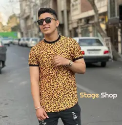 تیشرت طرحدار پلنگی مردانه جنس پنبه نخ