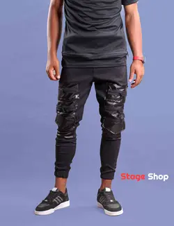 ست تیشرت و شلوار چرم براق