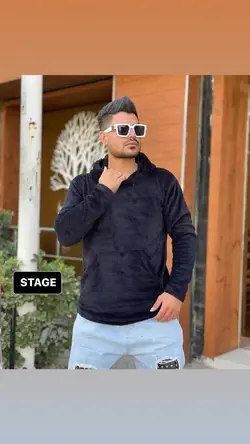 هودی تدی بره ای جنس مخمل براق رنگ مشکی