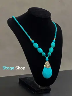 ست گردنبند و دستبند زنانه فیروزه ای رومانتویی