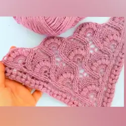 آموزش  بافت  اشارپ  اناناسی بصورت فیلم رج به رج همراه با رفع اشکال