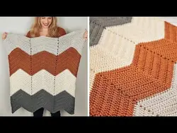 اموزش بافت زیگزاگ بصورت فیلم رج به رج همراه با رفع اشکال  مناسب برای انواع پتو روتختی شال مبل