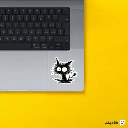استیکر لپ تاپ سیاه و سفید - گربه