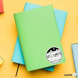 استیکر لپ تاپ سیاه و سفید - کمپینگ