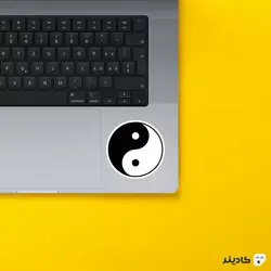 استیکر لپ تاپ سیاه و سفید - yin yang