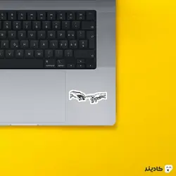 استیکر لپ تاپ سیاه و سفید - دست خدا