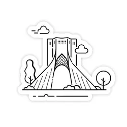 استیکر لپتاپ برج آزادی - سیاه سفید