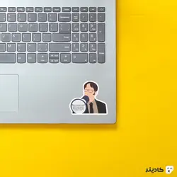 استیکر لپ تاپ سریال آفیس - دویت در حال صحبت با بلندگو