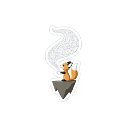 استیکر لپتاپ روباه و چای