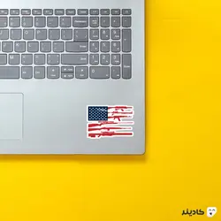 استیکر لپ تاپ کشور ایالات متحده آمریکا - آمریکا و تفنگ و خشونت!