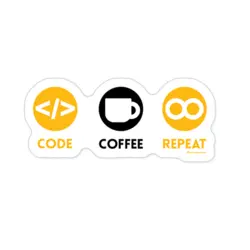 استیکر برنامه نویسی code coffee repeat
