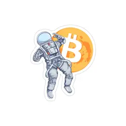 استیکر لپ تاپ بیت کوین و فضانورد
