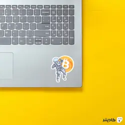 استیکر لپ تاپ بیت کوین و فضانورد