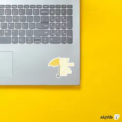 استیکر لپ تاپ آشنایی با مادر - تایپوگرافی و چتر